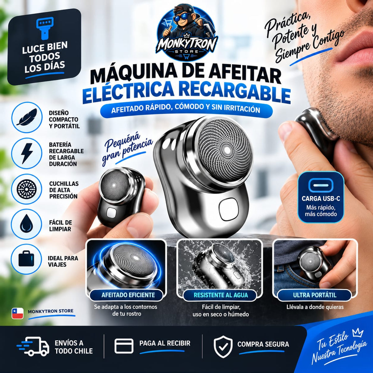 Maquina De Afeitar Eléctrica Recargable